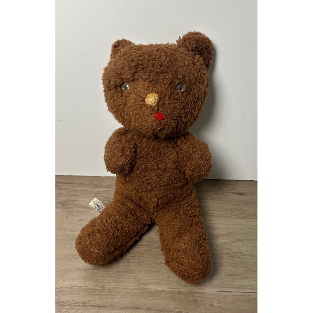 Vintage Eden Brown Teddy Bear Plush Stuffed Animal Red Nose Classic‎ Toy